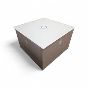 lot 75 image: Herman Miller Wireless & Wired Charging Accent Table Light Wood retails new for $800