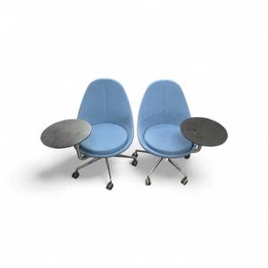 lot 147 image: 2 Blue Keilhauer Reversable ArmTablet Chairs