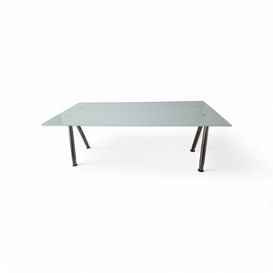 lot 188 image: Adjustable Height Glass & Chrome Desk  Table