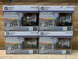 lot 158 image: Commercial Electric 3 in Color Changing Recessed Trim with Interchangeable Reflector lot of 4