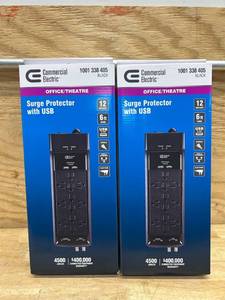lot 208 image: 6 ft. 12-Outlet Surge Protector with Coax and USB RJ45, Black (lot of 2)