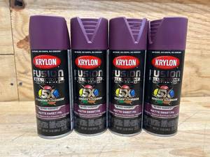 lot 259 image: Krylon Fusion All-In-One Matte Sweet Fig Spray Paint and Primer In One (lot of 4)