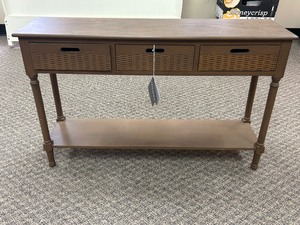 lot 40 image: Safavieh Landers 3 Drawer Console Table - MSRP $319