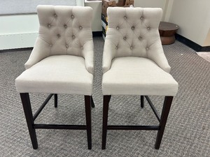 lot 41 image: Safavieh Eleni Tufted Wing Back Barstool (Set of 2) - MSRP $545