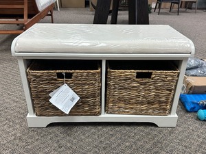 lot 58 image: Safavieh Freddy Wicker Storage Bench - MSRP $302