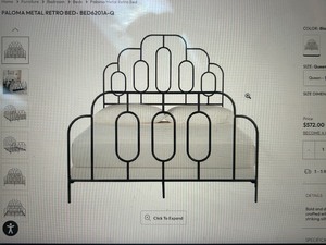 lot 70 image: Paloma Metal Retro Bed Frame - MSRP $602