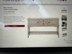 lot 71 image: Tate 2 Drawer 2 Door Console Table - MSRP $469