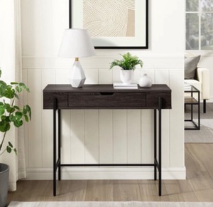 NEW - Walker Edison Minimalist Wood and Metal One Drawer Entry Table - MSRP - $240