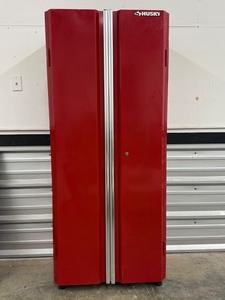 lot 17 image: Husky 72 in. H x 30.5 in. W 24-Gauge Steel Freestanding Garage Cabinet - Red