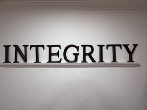 lot 20 image: 9 large, 12-inch wall-hanging letters. Crafted with a classic serif font and finished in a matte&nbspindustrial black