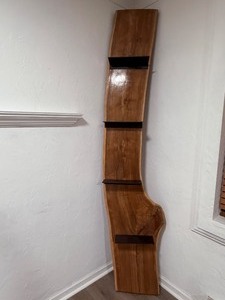 lot 11 image: 89 Live Edge American Black Walnut Vertical Wall Shelf  2.25 Thick Solid Slab.&nbspDimensions&nbsp89 H x 12 W x 2.25 D