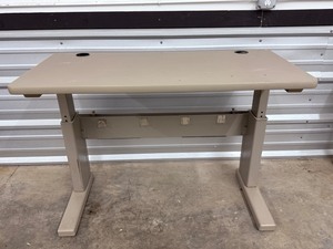 lot 40 image: Vintage SteelcaseIndustrial Style Adjustable Height Standing Desk - Commercial Grade. 48 inches wide 23 12 inches deep.