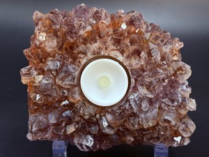 Stunning Raw Citrine Geode Cluster Tea Light Candle Holder  Natural Crystal Decor. (2 lbs. .909 g)