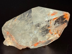High-Clarity Natural Quartz Crystal with Orange Hematite Inclusions. (7.9 oz  224 g)