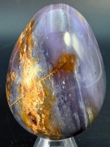 Rare Polished Purple Chalcedony Galaxy Egg  Natural Violet Agate with Golden Inclusions. (12.2 oz  346 g)