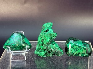 &nbspStunning 3-Piece Malachite Collection  Polished Freeforms &amp Natural Rough Specimen. (4.3 oz  123 g.)