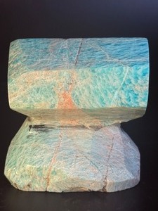 Vibrant Amazonite Specimen with Iron Oxide Inclusions &amp Black Tourmaline. (13.7 oz  390 g)