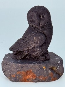 Hand-Carved Russian Shungite Owl Figurine on Natural Matrix Base  EMF Protection &amp Metaphysical Decor. (2.8 oz  80 g)