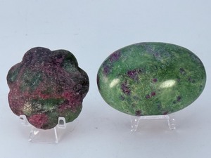 &nbspStunning Ruby in Zoisite &amp Ruby in Fuchsite Collectors Pair  Hand-Carved Rose &amp Polished Palm Stone. (8 oz  227 g)