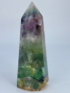 Large Natural Rainbow Fluorite Tower - High Clarity Purple &amp Green Banded Obelisk. (1 lb 4.6 oz  585 g)