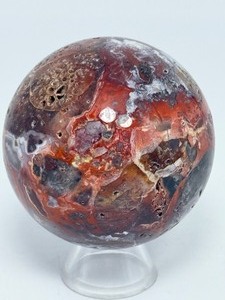 Natural Mexican Banded Agate Sphere Polished Crazy Lace Healing Crystal Ball. (15.4 oz  437 g)