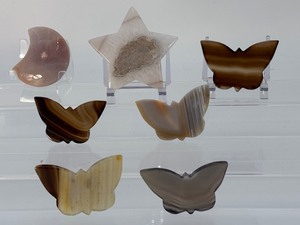 Seven-Piece Collectors Set Hand-Carved Agate Moon, Star, &amp Butterflies. (10.7 oz  306 g)