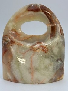 Hand-Carved Natural Green Onyx Sculptural  Abstract Banded Agate Decor. (3 lbs 11.7 oz  1 kg 693 g)