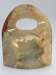 Hand-Carved Natural Green Onyx Sculptural  Abstract Banded Agate Decor. (3 lbs 11.7 oz  1 kg 693 g)