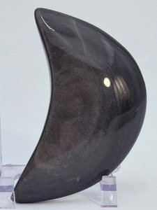 Large Silver Sheen Obsidian Moon  Protection &amp Grounding Crystal Altar Decor. (4.2 oz  120 g)