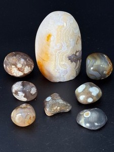 Exquisite Collection of Natural Madagascar Flower &amp Eye Agate Specimens. (15.2 oz  432 g)