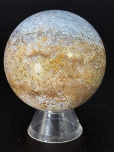 High-Quality Polished Ocean Jasper Sphere  Rare Specimen with Orbicular Detail. (9.2 oz  262 g)