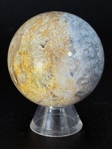 High-Quality Polished Ocean Jasper Sphere  Rare Specimen with Orbicular Detail. (9.2 oz  262 g)