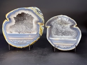 Stunning Las Choyas "Coconut" Geode Polished Matching Pair. (6 lbs 3.7 oz / 2 kg 828 g)