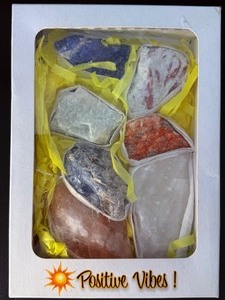 Natural Rough Crystal Set - Positive Vibes Collection - 7 Raw Stones for Healing &amp Meditation. (1 lb 5.7 oz  618 g)
