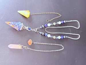 Set of 3 Metaphysical Crystal Pendulums &amp Necklace