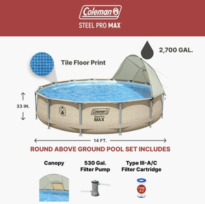 Coleman Steel Pro Max 14' x 33" Round Metal Frame Above Ground Pool Set