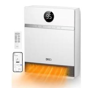 lot 14 image: DREO 1500W Smart Wall Mount Ceramic Heater, Furnace, wRemote 30° Oscillation, Adj Thermostat, Remote, Bedroom, Office, White