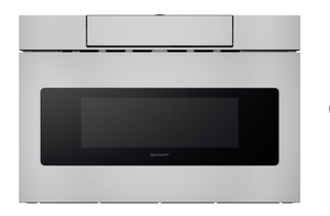 lot 21 image: Sharp 24 in. 1.2 cu. ft. 950W Sharp Stainless Steel Microwave Drawer Oven (SMD2470ASY) (Needs To Be Wiped Down, Minor Transit Damage)