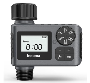 lot 102 image: Insoma Outdoor Garden Hose Faucet Timers, Programmable Water Sprinkler Timer with Rain DelayManualAutomatic Drip Irrigation and Lawn Watering System for Yard, 1 Outlet (Missing Seal Tape, Used)