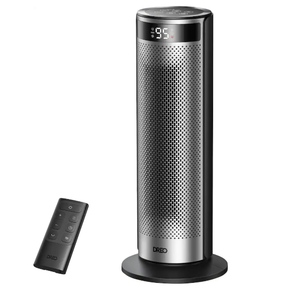 lot 212 image: Dreo - 20 Portable Ceramic Space Heater for Home, 70° Oscillation, 12H Timer and Thermostat, 3 Heat Levels, Solaris 628 - Silver