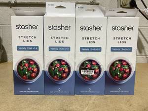 lot 234 image: LOT OF 4 Stasher Silicone Reusable Large Stretch Lids