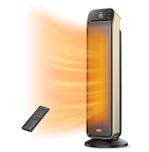 lot 94 image: DREO Space Heater Indoor, 25 11.5fts Fast Portable Room Heater with Remote and Thermostat, 3 Modes, Overheating & Tip-Over Protection, Electric Heaters for Indoor Use Large Room, Bedroom, Gold