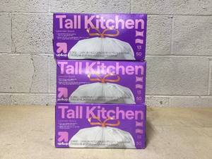 lot 160 image: LOT OF 3 up&up Tall Kitchen Trash Bags 13 Gallon, 50 Bags Each