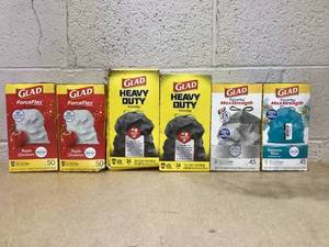 lot 165 image: LOT OF 6 Glad Trash Bags (13 & 30 Gal.)