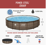 Coleman Power Steel 18 ft. x 48 in. Round Metal Frame Above Ground Pool Set Includes Cover, Filter Pump, Ladder, & Filter Cartridge
