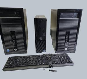 lot 63 image: HP & Dell  Desk Top Towers & HP Keyboard