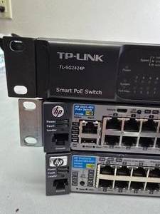 lot 81 image: HP  Two ProCurve  Ethernet Network Switch  & TP-LINK  Smart POE Switch
