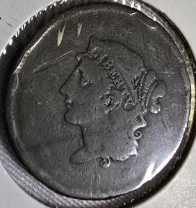 lot 2 image: 1839 Liberty Head Large Cent, featuring a 9 over 6 error.