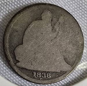 lot 12 image: 1838 - O - Seated Liberty Dime, Variety 1 No stars on the obverse.