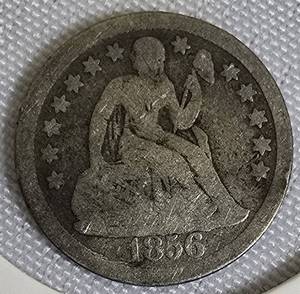 lot 14 image: 1856 - Seated Liberty Dime